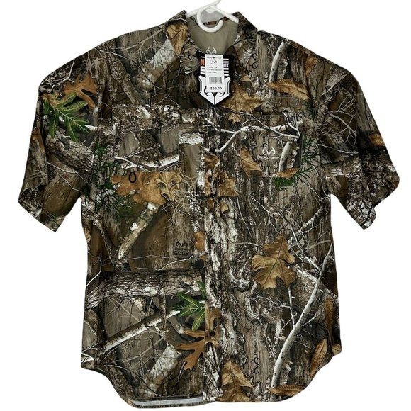 Realtree Other - Realtree Edge Mens Hunting Shirt Brown Camouflage Pockets Short Sleeve L New $60